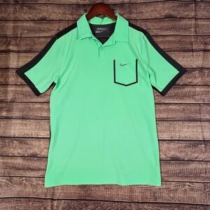 NIKE GOLF Size Small Mens Tour Performance Polo Shirt Mesh Sides Pocket Green